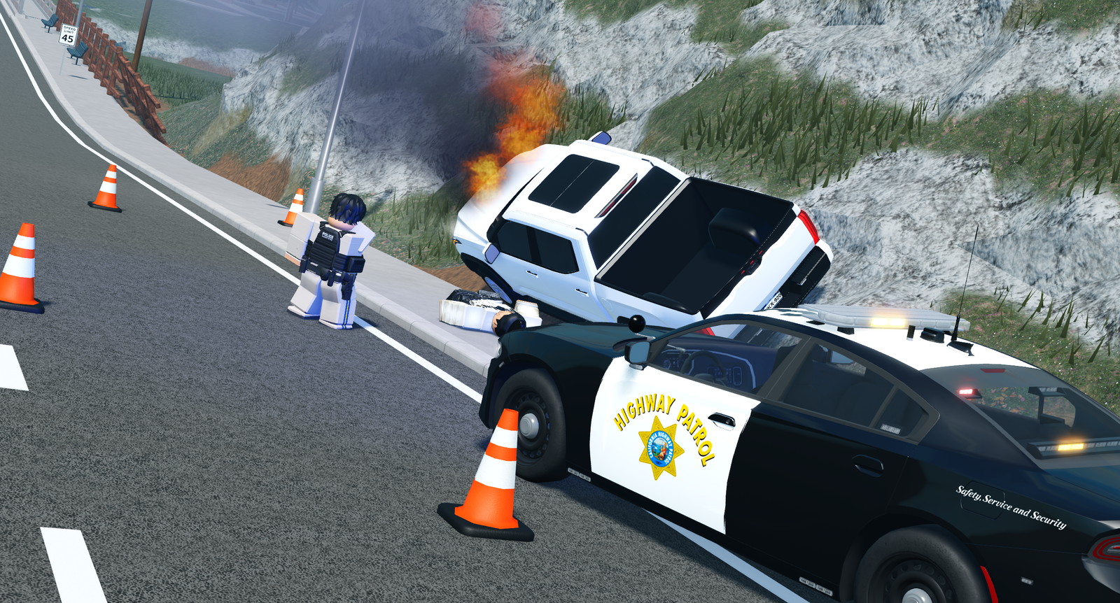 CHP vehicles on the highway